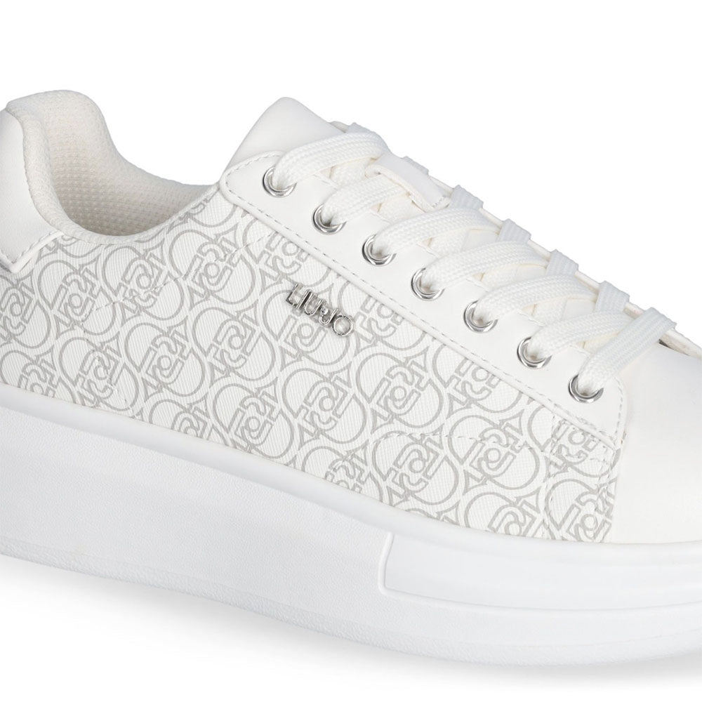 Sneakers Platform LIU JO Babol 01 Bianche Saffiano stampa Logo Monogram