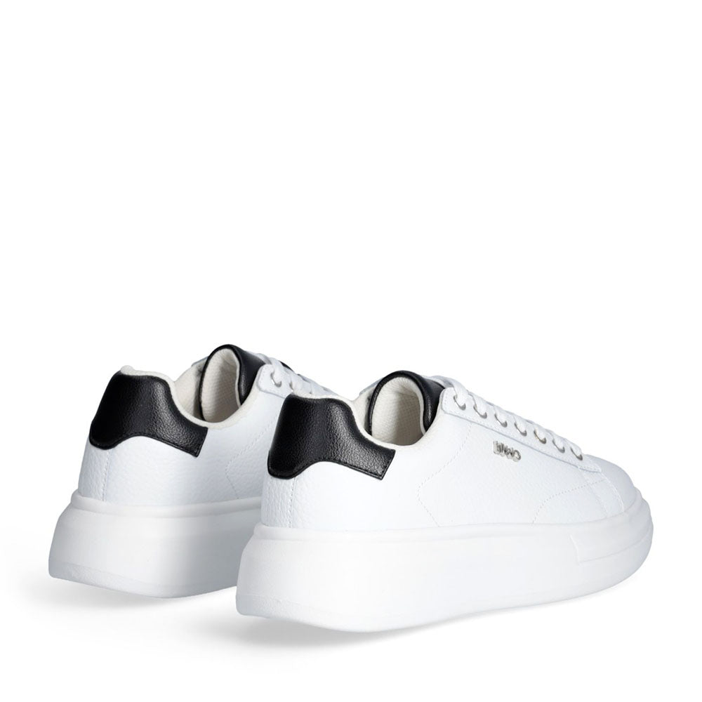 Sneakers Platform LIU JO Babol 01 in Pelle Bottalata Bianca e Inserto Nero