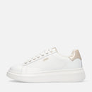 Sneakers Platform LIU JO Babol 01 in Pelle Bottalata Bianca e Inserto Metallizzato Light Gold