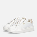 Sneakers Platform LIU JO Babol 01 in Pelle Bottalata Bianca e Inserto Metallizzato Light Gold