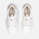 Sneakers Platform LIU JO Babol 01 in Pelle Bottalata Bianca e Inserto Metallizzato Light Gold