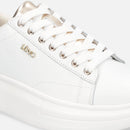 Sneakers Platform LIU JO Babol 01 in Pelle Bottalata Bianca e Inserto Metallizzato Light Gold