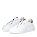 Sneakers Platform LIU JO Babol 01 in Pelle Bottalata Bianca e Inserto Metallizzato Bordeaux