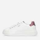 Sneakers Platform LIU JO Babol 01 in Pelle Bottalata Bianca e Inserto Metallizzato Bordeaux