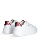 Sneakers Platform LIU JO Babol 01 in Pelle Bottalata Bianca e Inserto Metallizzato Bordeaux