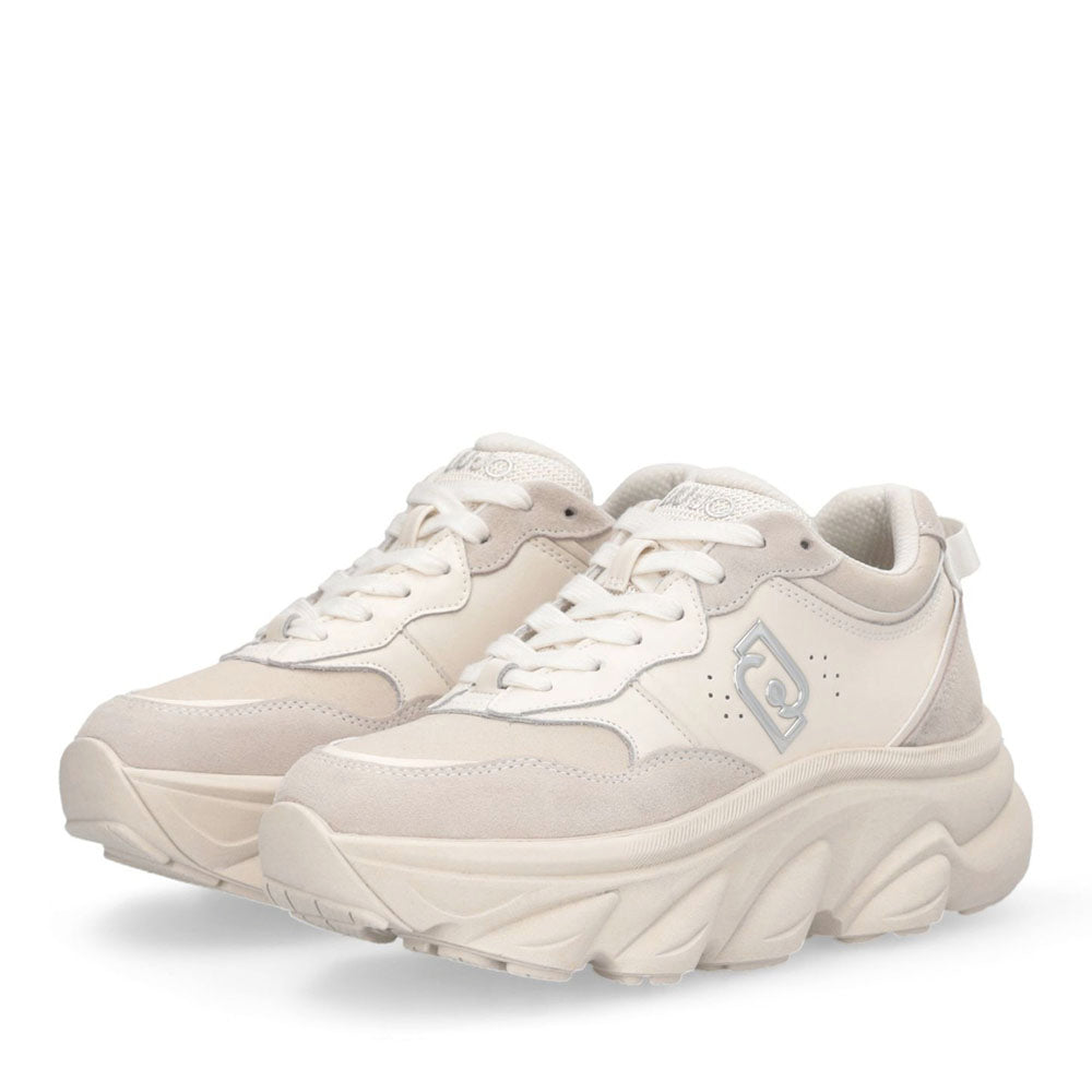 Scarpe Donna LIU JO Steffy 01 Sneakers Chuncky in Suede e Pelle color Latte
