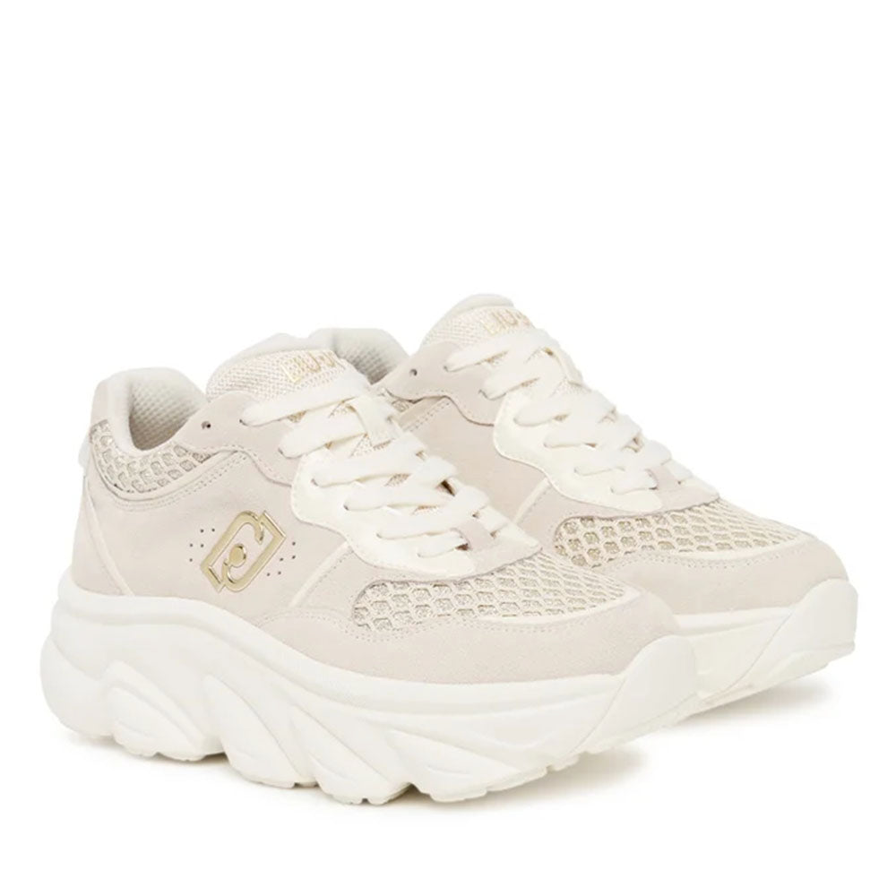 Scarpe Donna LIU JO Steffy 01 Sneakers Chuncky in Suede e Glitter color Latte