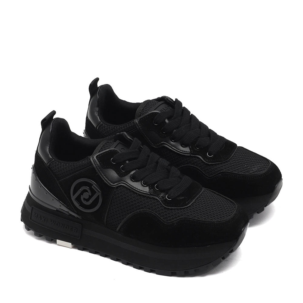 Scarpe Donna LIU JO Maxi Wonder 52 RV Sneakers Platform in Suede e Mesh Nero