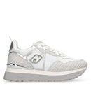 Women's Platform Sneakers LIU JO Maxi Wonder 01 in White Saffiano Print with Monogram Logo