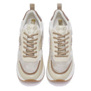 Women's Beige Platform Sneakers LIU JO Maxi Wonder 97 in Leather and Velvet-Effect Fabric