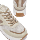 Women's Beige Platform Sneakers LIU JO Maxi Wonder 97 in Leather and Velvet-Effect Fabric