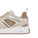 Women's Beige Platform Sneakers LIU JO Maxi Wonder 97 in Leather and Velvet-Effect Fabric