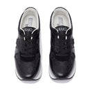 Women's Black Super Platform Sneakers LIU JO Maxi Wonder Plus 02 Bis in Suede with Python-Effect Inserts