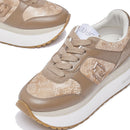 Women's Beige Super Platform Sneakers LIU JO Maxi Wonder Plus 02 Bis in Suede with Python-Effect Inserts