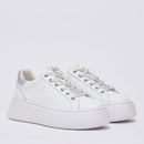 Sneakers Platform LIU JO Elodie 01 in Pelle Bianca con Maxi Logo Embossed