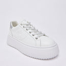 Sneakers Platform LIU JO Elodie 01 in Pelle Bianca con Maxi Logo Embossed