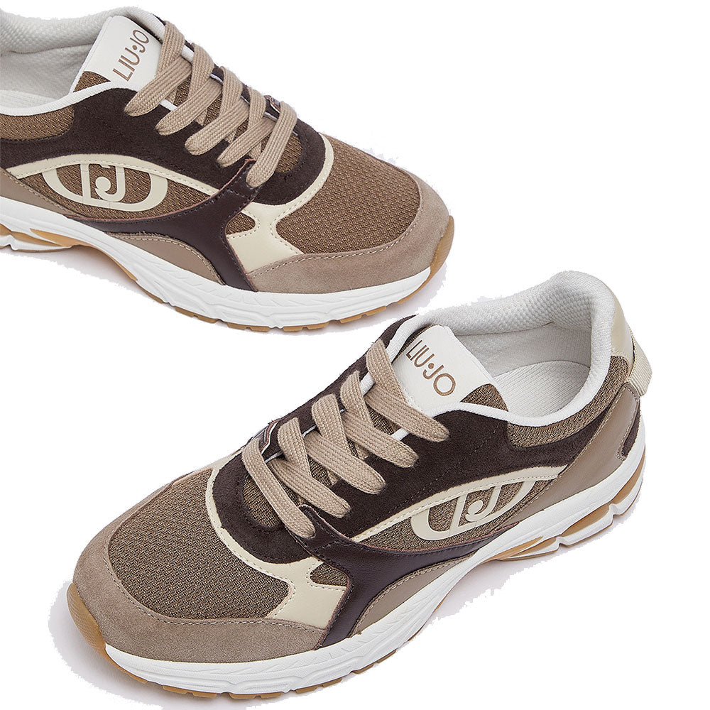 Sneakers Donna LIU JO Trixie 01 in Suede e Mesh Havana e Moka
