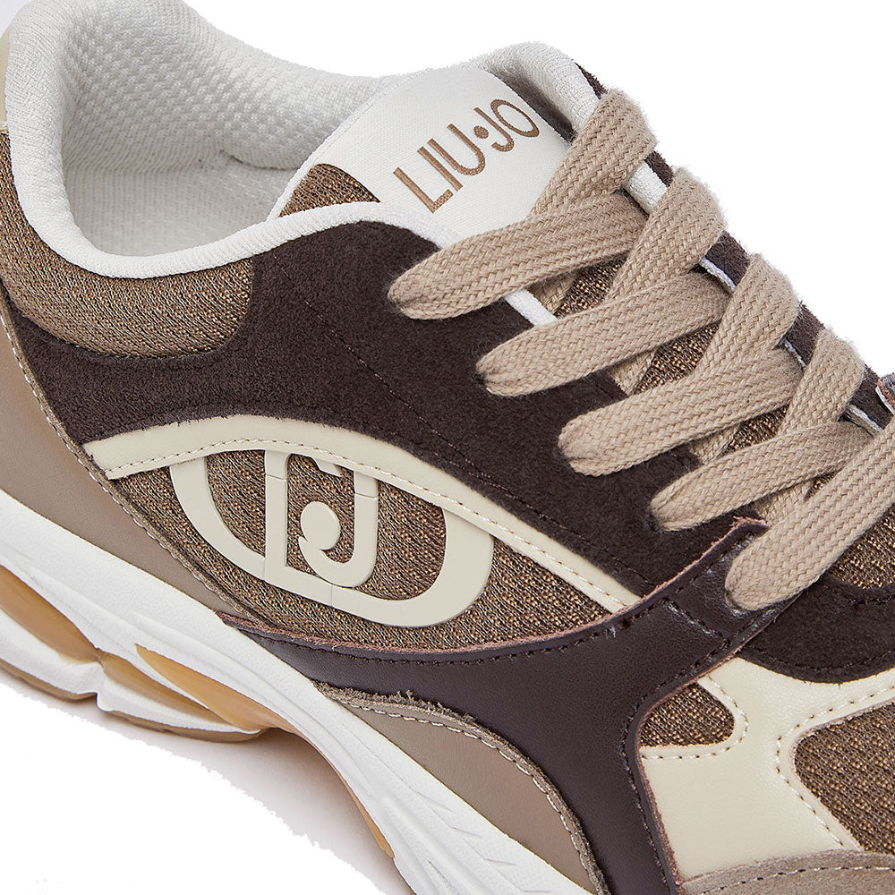 Sneakers Donna LIU JO Trixie 01 in Suede e Mesh Havana e Moka