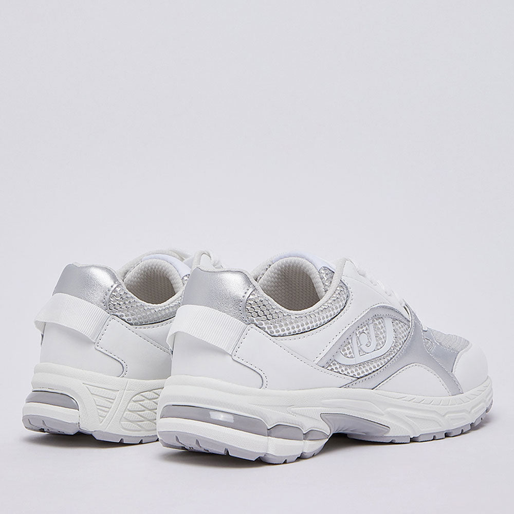 Sneakers Donna LIU JO Trixie 01 in Mesh Metalizzato Bianco e Inserti Laminati