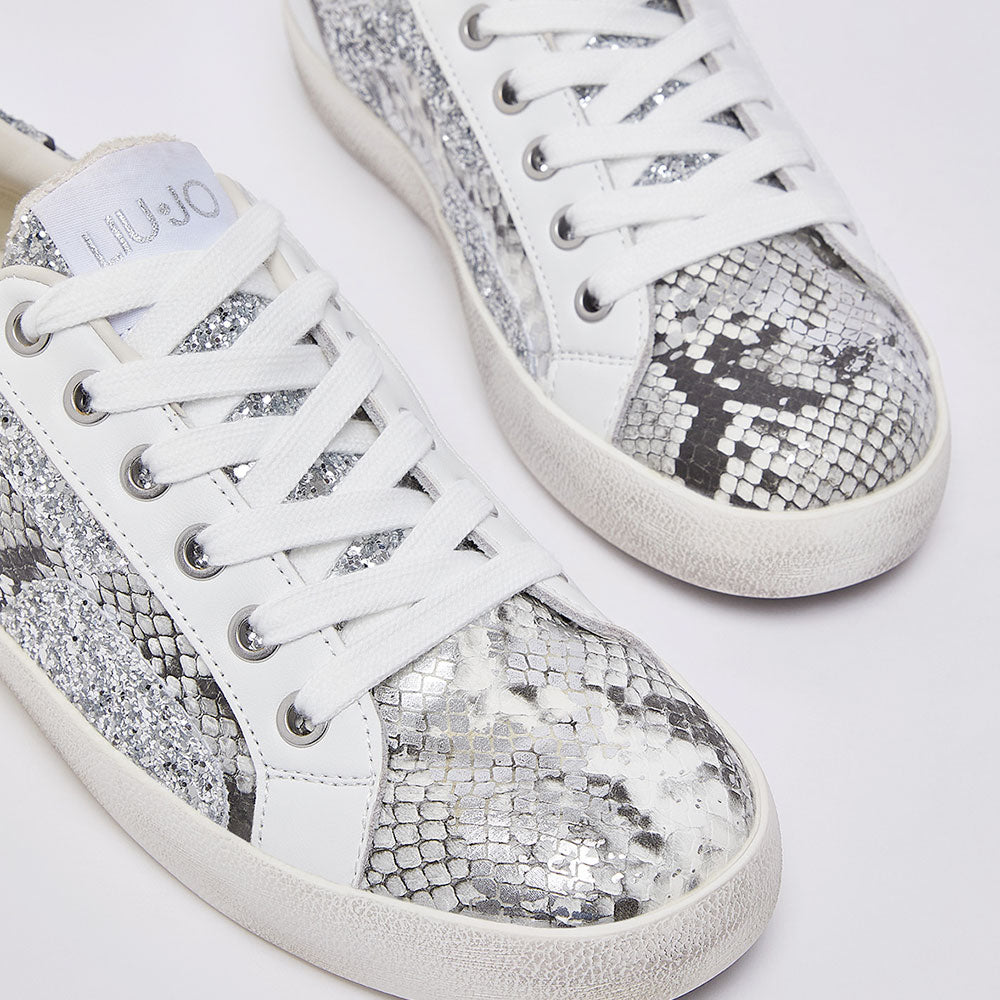 Sneakers Donna LIU JO Miley C 01 effetto Pitone con Glitter