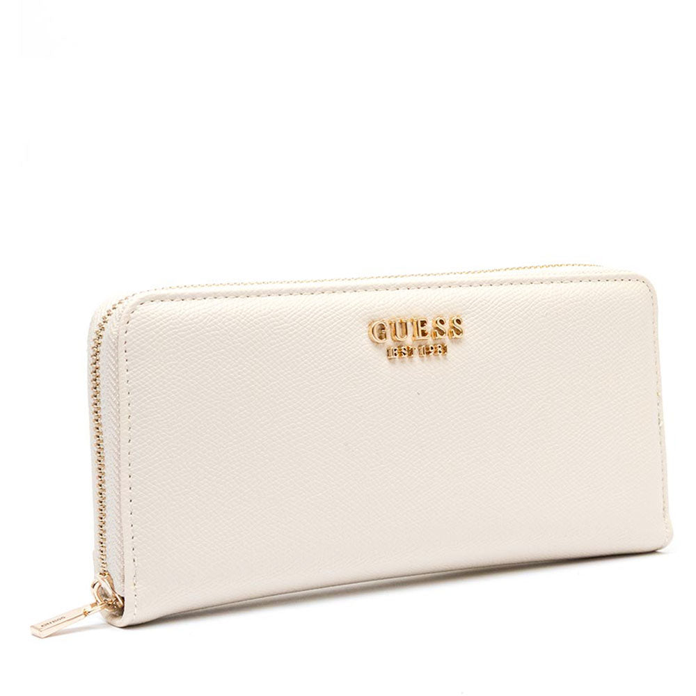 Portafoglio GUESS Chiuso con Zip Linea Amorette colore Off White