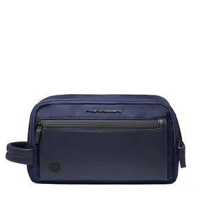 Men's Blue Fabric and Leather Toiletry Bag PIQUADRO - BY6021S136