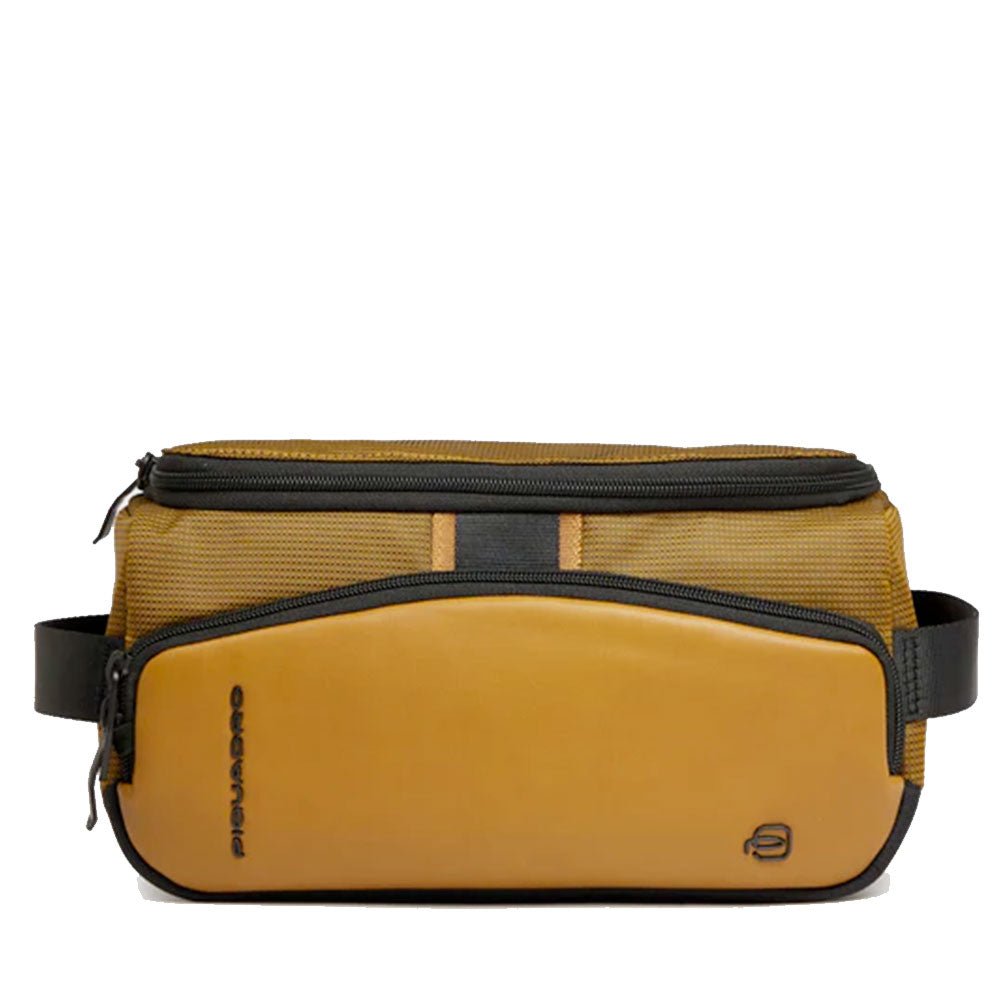 Beauty Case PIQUADRO Uomo in Tessuto e Pelle Colore Senape Linea Pq-Earth - BY6947S137