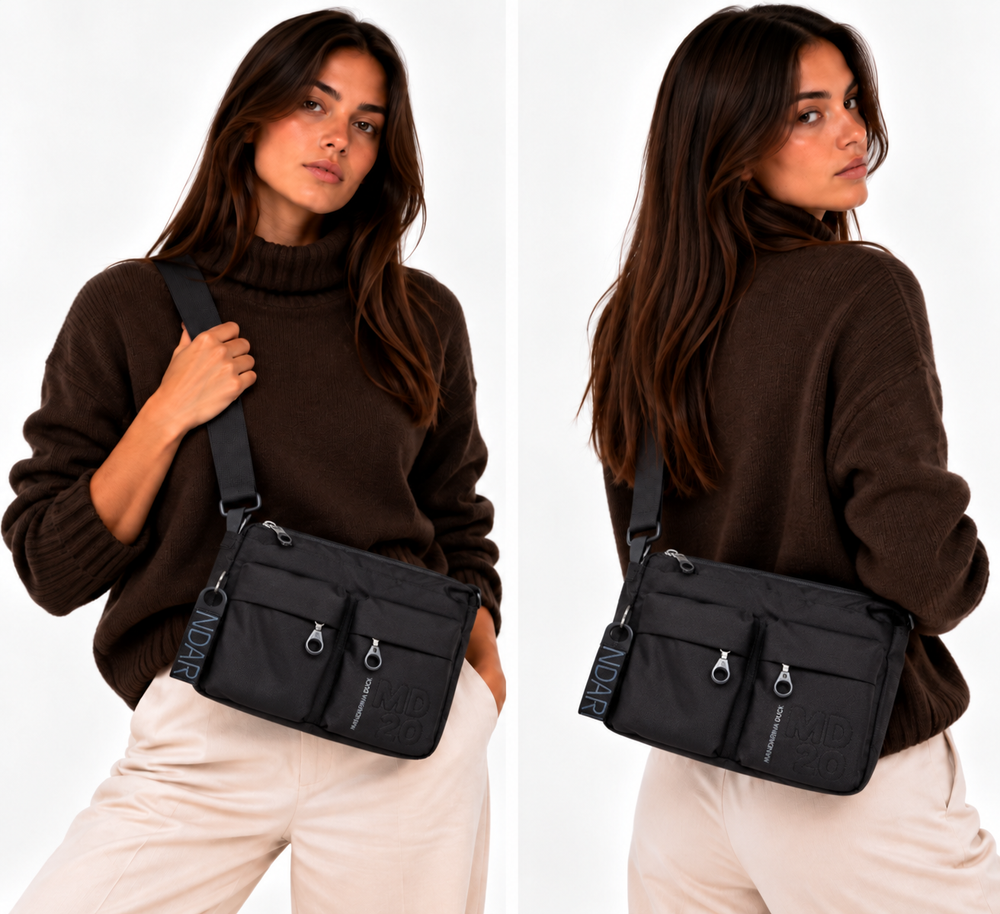 Borsa Donna a Tracolla MANDARINA DUCK in Tessuto Linea MD20 Colore Nero - P10QMTX5