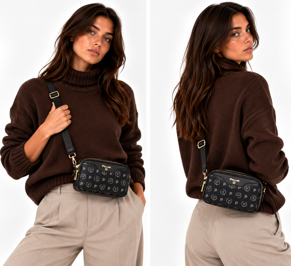 Borsa Donna Camera Bag POLLINI linea Heritage Logo Nero