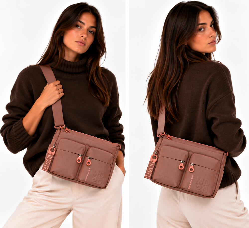 Borsa Donna a Tracolla MANDARINA DUCK in Tessuto Linea MD20 Colore Pecan Nut - P10QMTX5