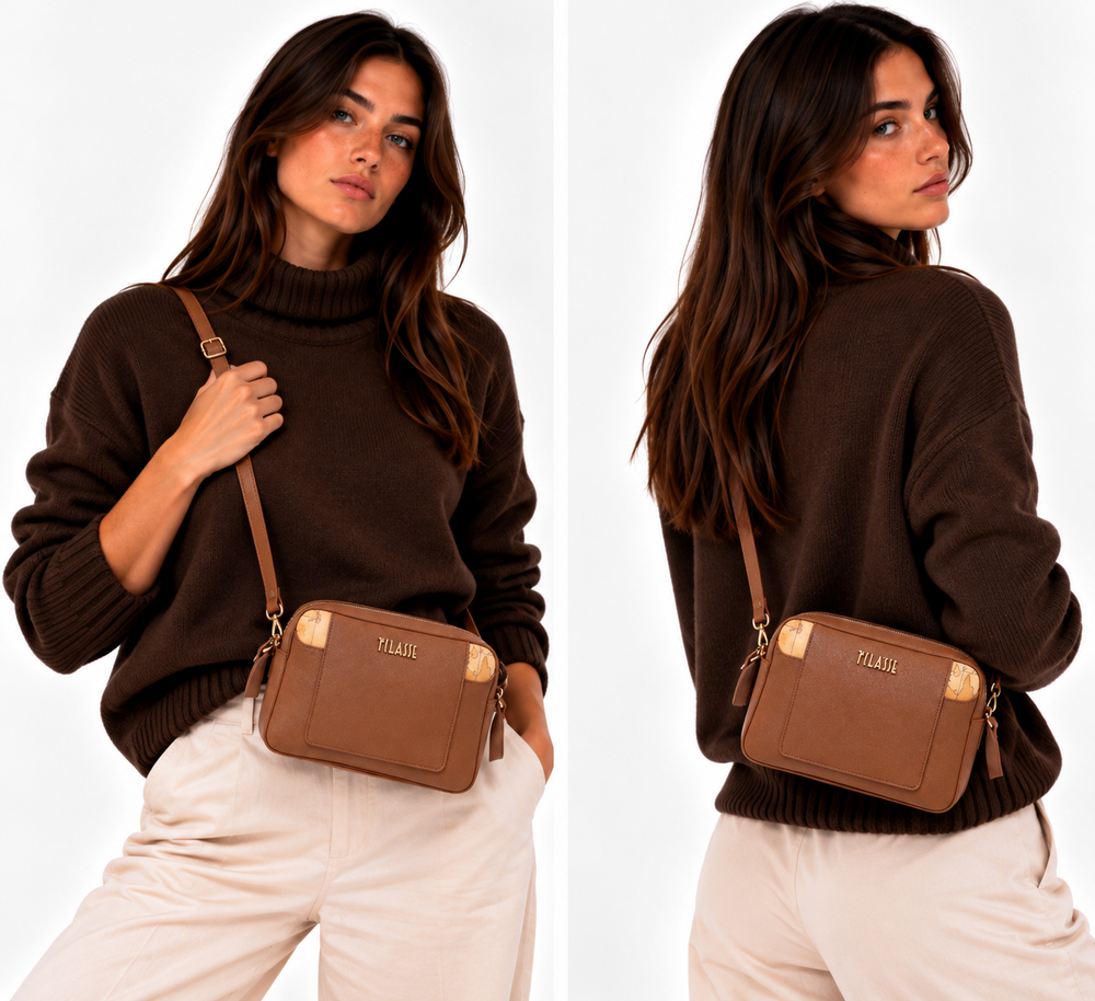 1A Classe Alviero Martini Damen-Umhängetasche Small, Linie West City, Farbe Kastanie LF78