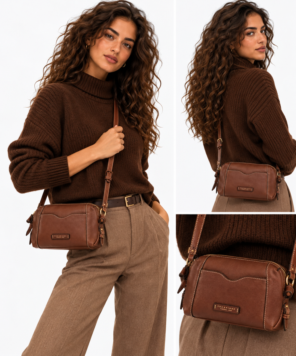Borsa Donna a Tracolla THE BRIDGE linea Gemma in Pelle Marrone