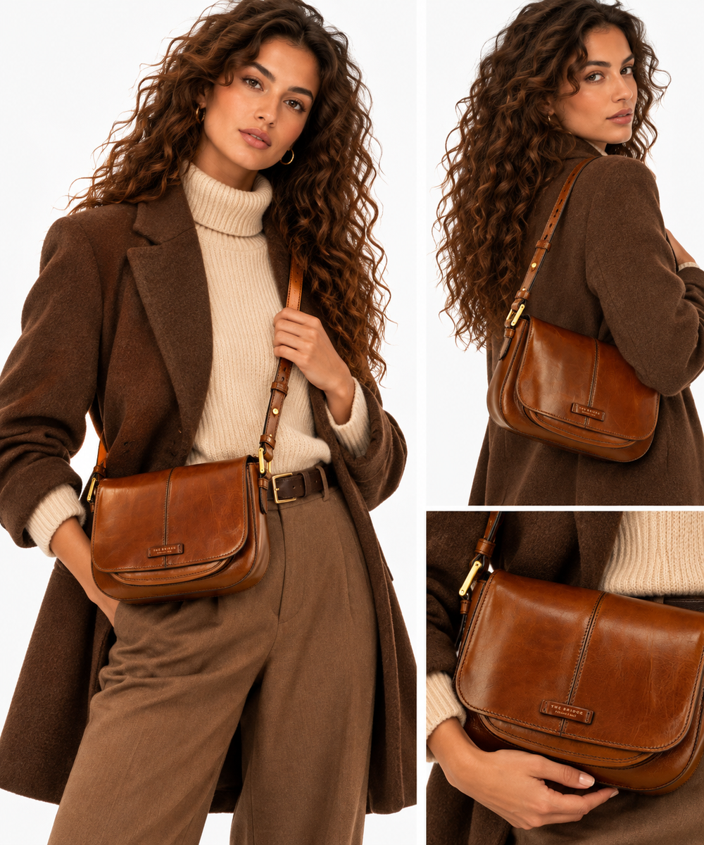 Borsa Donna a Tracolla THE BRIDGE linea Faentina in Pelle Marrone