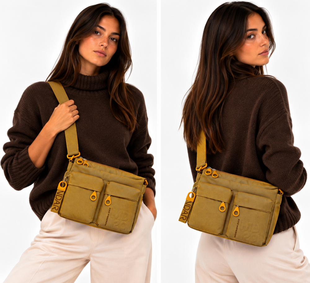 MANDARINA DUCK Damen-Umhängetasche aus Stoff, Linie MD20, Farbe Amber - P10QMTX5