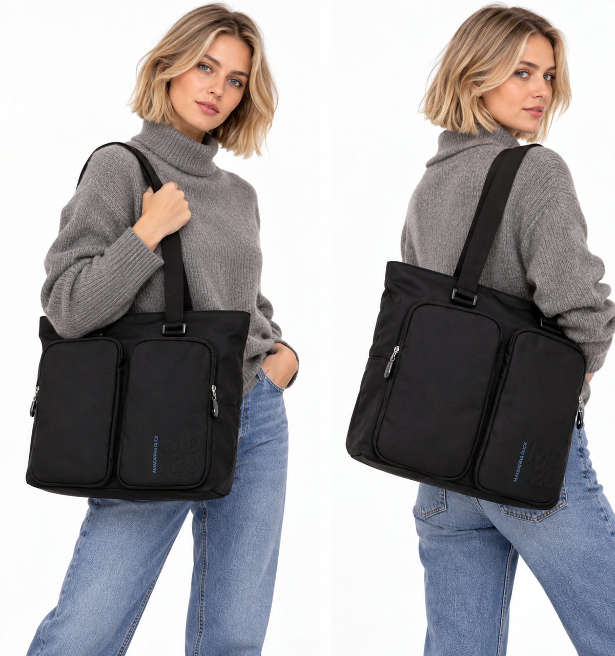 Women's Black Fabric Tote Bag MANDARINA DUCK MD20