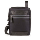 Men's Black Fabric and Leather Shoulder Bag PIQUADRO Trakai with iPad Compartment - CA1816W109