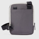 Herren-Umhängetasche PIQUADRO mit iPad-Mini-Fach aus Stoff und Leder in Grau-Schwarz Modell Brief 2 - CA3084BR2S