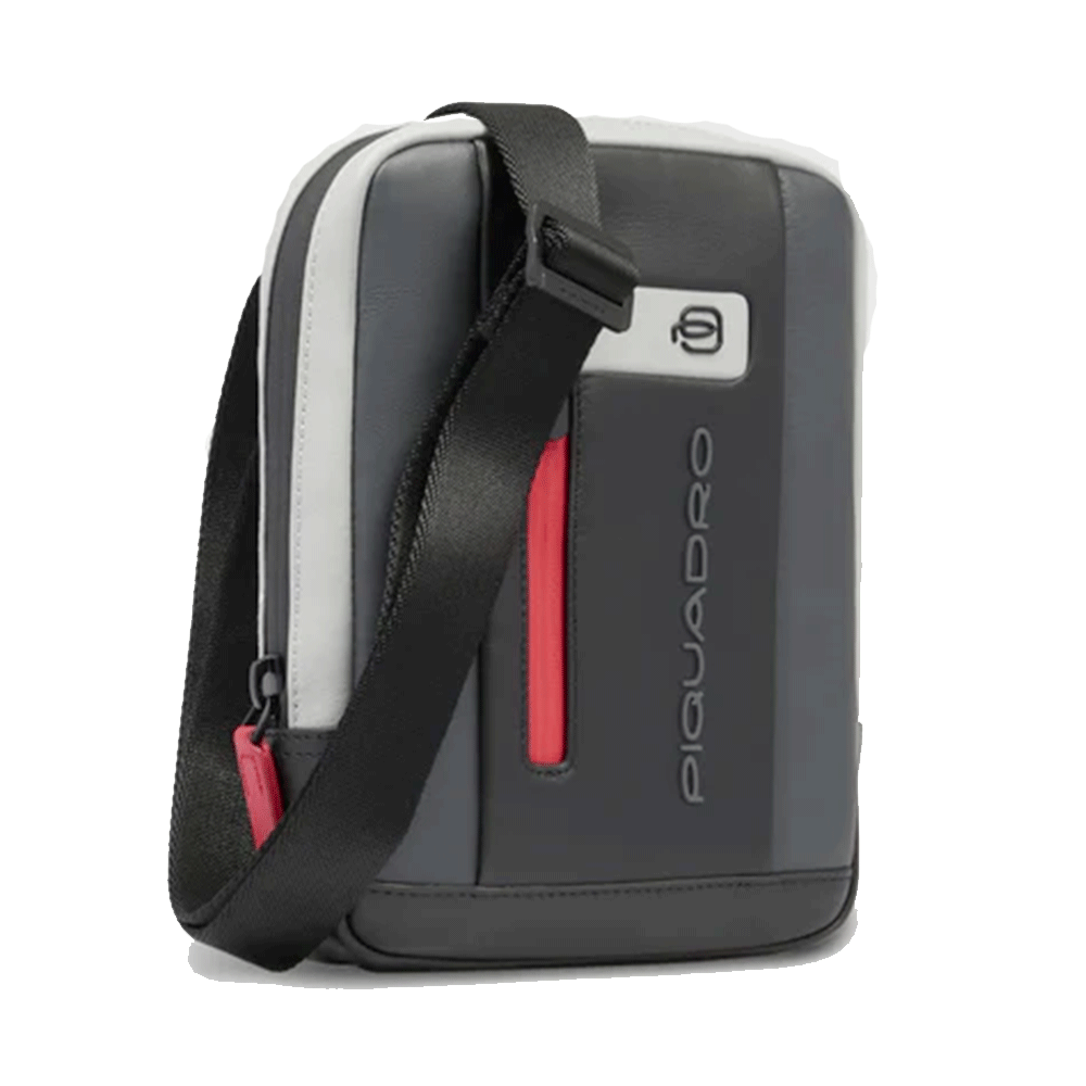 Borsello Piquadro a Tracolla in Pelle Grigia e Nera con Porta iPad®mini - CA3084UB00 Linea Urban