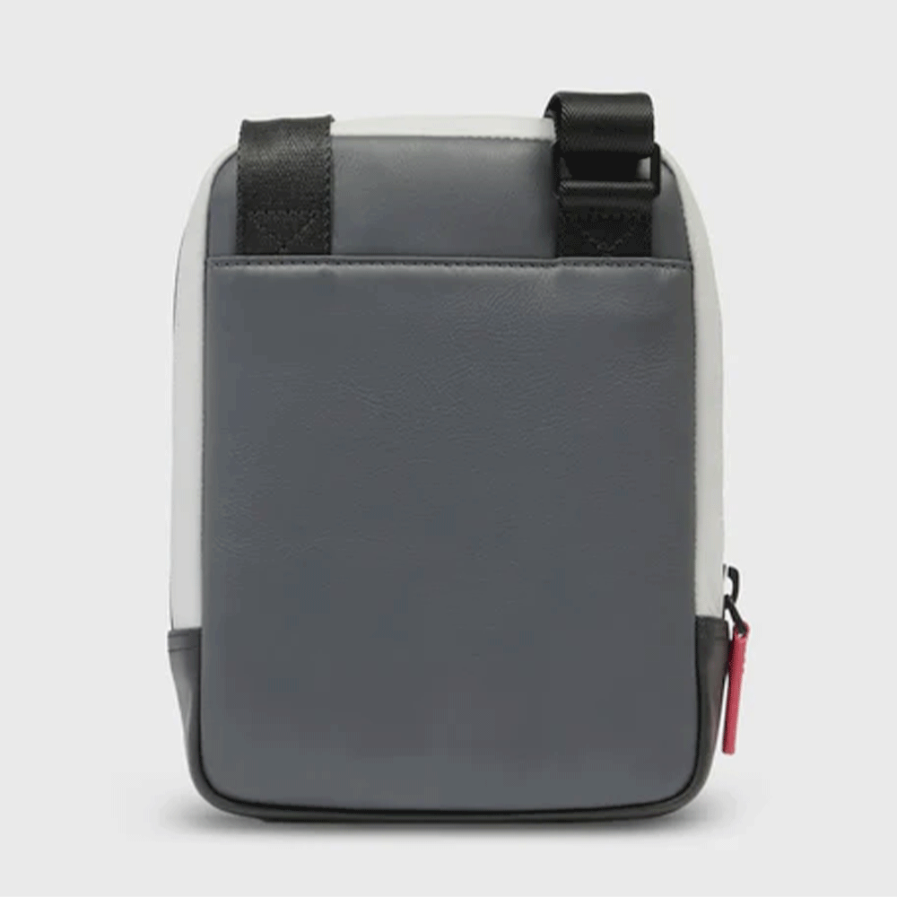 Piquadro Umhängetasche aus grauem und schwarzem Leder mit iPad®mini-Halter – CA3084UB00 Urban Line