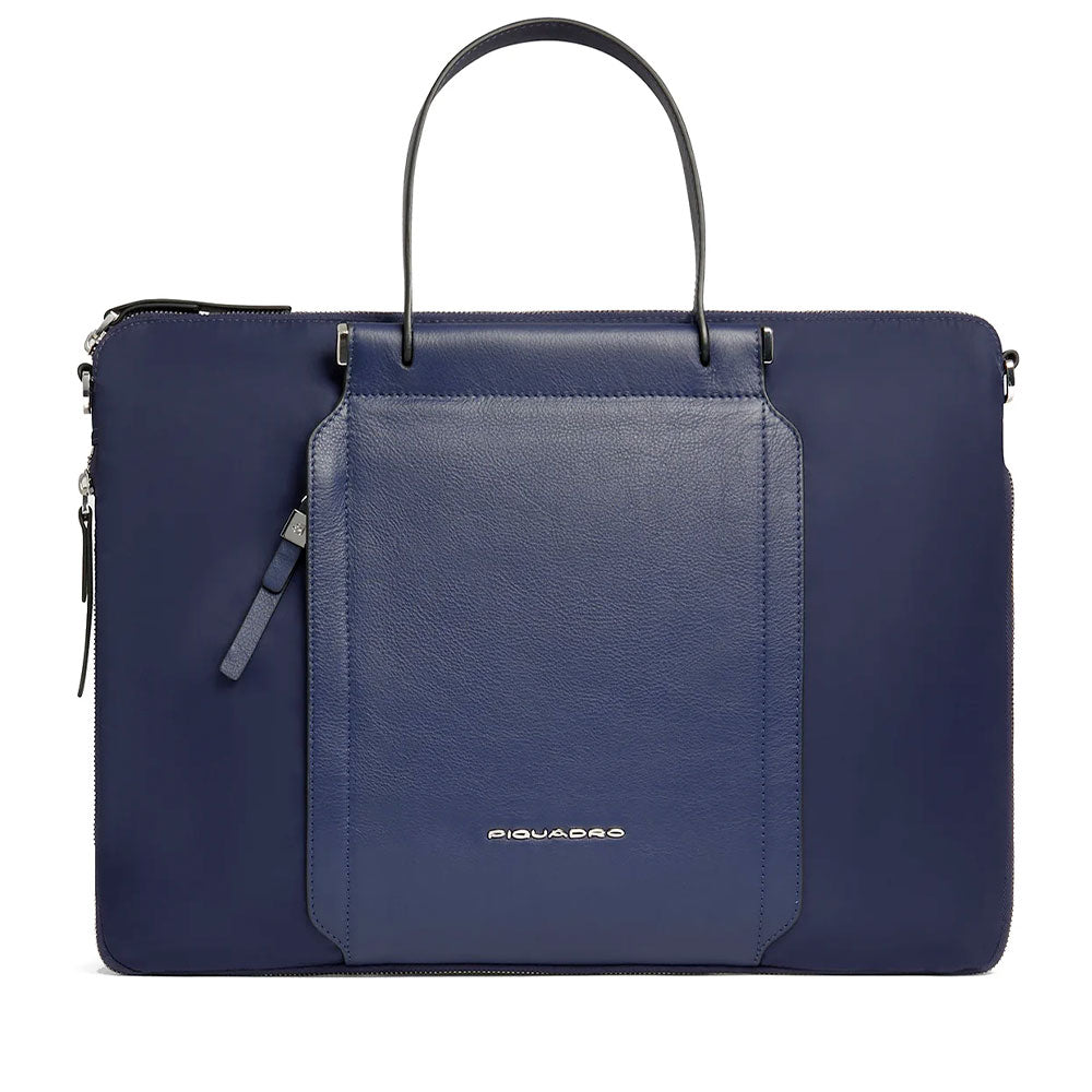 Borsa Donna da Lavoro PIQUADRO linea Circle in Pelle e Tessuto Riciclato Blu - CA4021W92T