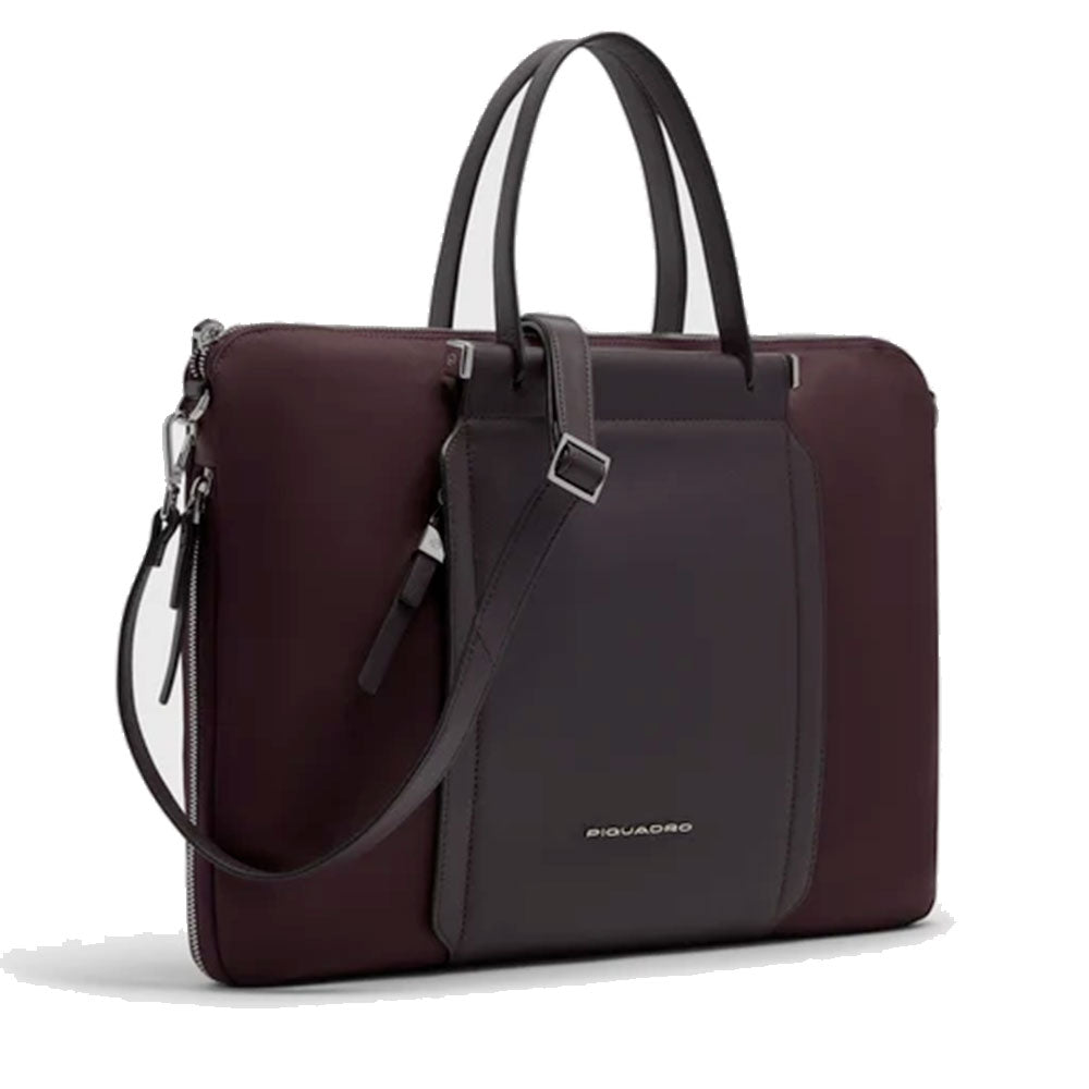 Borsa Donna da Lavoro PIQUADRO linea Circle in Pelle e Tessuto Riciclato Bordeaux Scuro - CA4021W92T