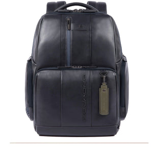 Blue Leather Backpack PIQUADRO Urban with 15.6" Laptop Compartment - CA4532UB00