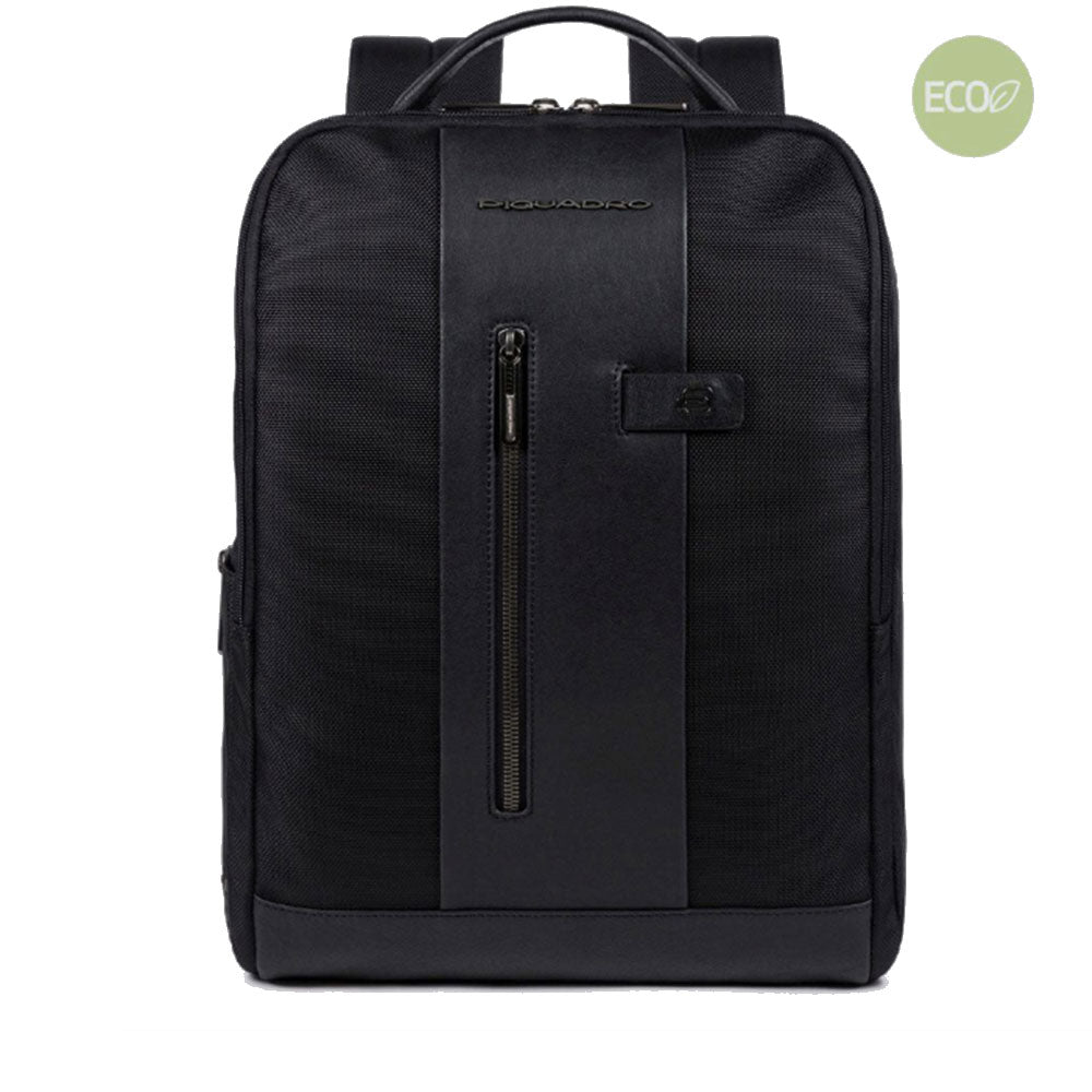 PIQUADRO 15,6" Laptop-Rucksack Brief Line aus Stoff und Leder Farbe Schwarz - CA4818BR2