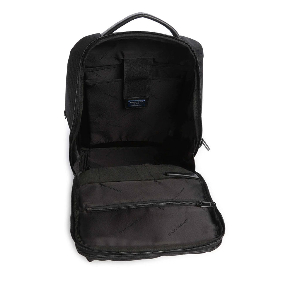 Zaino Uomo PIQUADRO in Pelle e Tessuto Nero Porta Pc 14" e iPad Linea Trakai CA5524W109