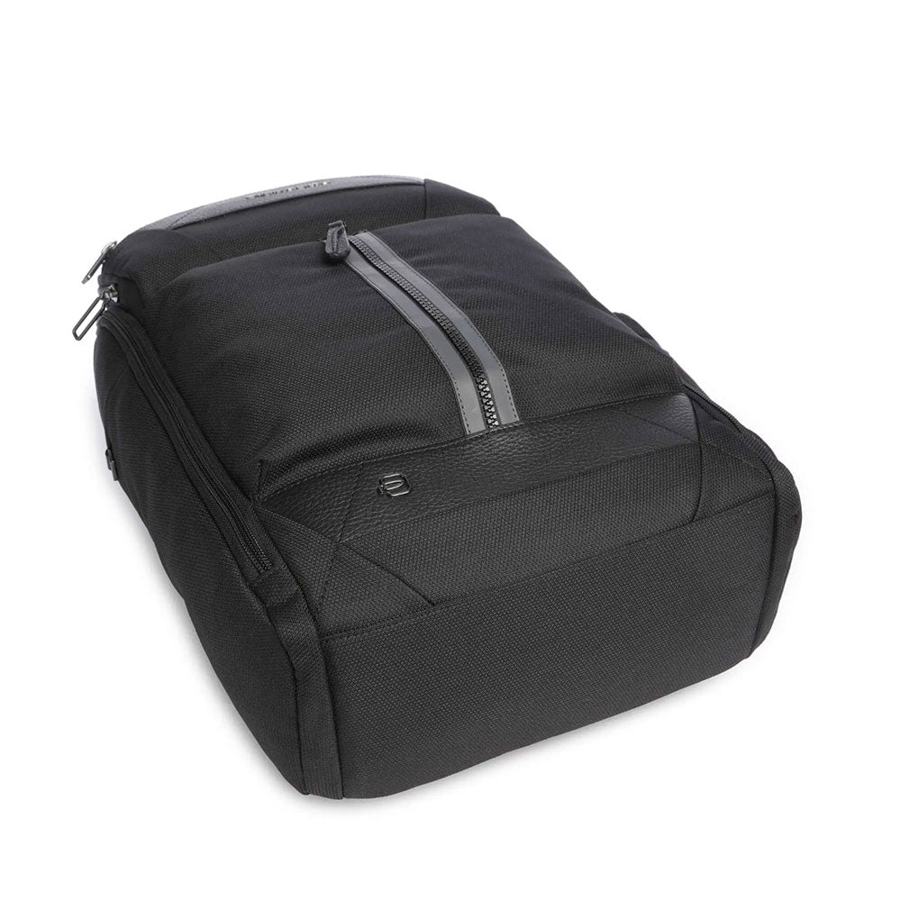 Zaino Uomo PIQUADRO in Pelle e Tessuto Nero Porta Pc 14" e iPad Linea Trakai CA5524W109