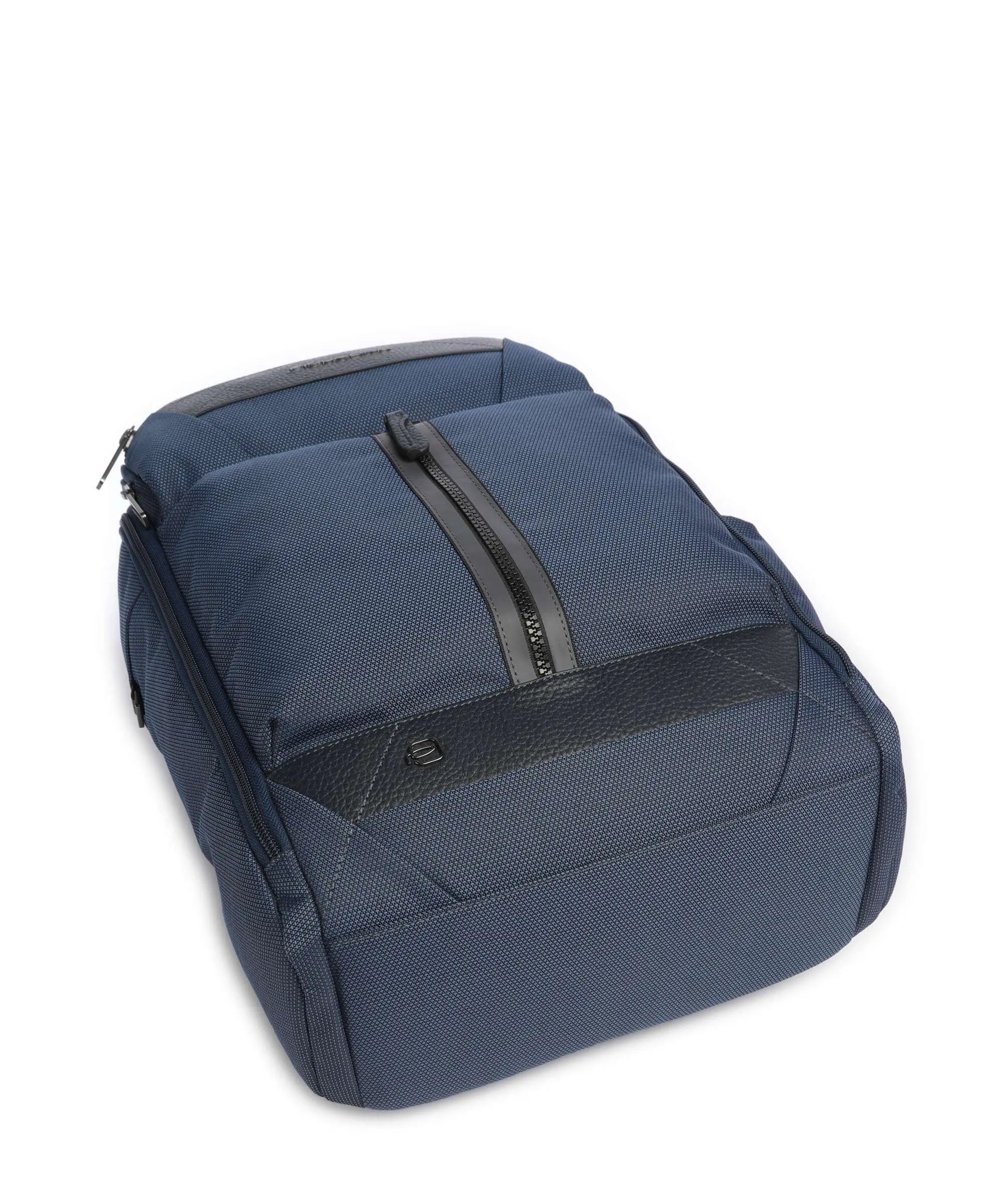 Zaino Uomo PIQUADRO in Pelle e Tessuto Blu Porta Pc 14" e iPad Linea Trakai - CA5524W109