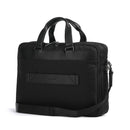 PIQUADRO Aktentasche aus schwarzem Stoff und Leder, 15,6" Laptop- und iPad-Halterung, Trakai-Linie – CA5528W109