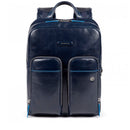 PIQUADRO Zaino Uomo Porta Pc 14" e IPad  In Pelle Blu Linea Blue Square - CA5575B2V