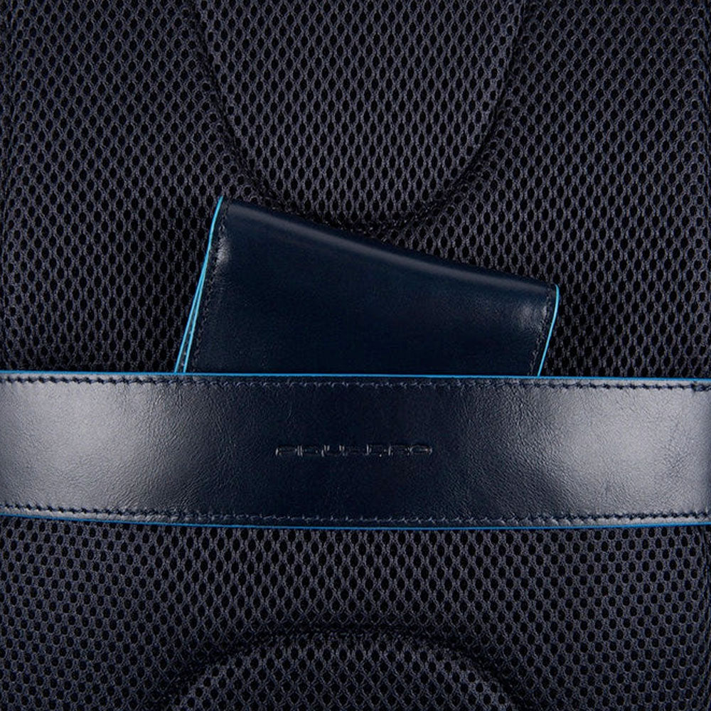 PIQUADRO Zaino Uomo Porta Pc 14" e IPad  In Pelle Blu Linea Blue Square - CA5575B2V