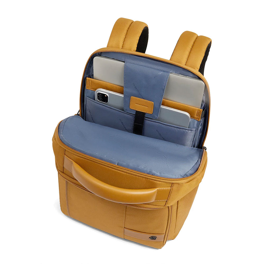 Zaino PIQUADRO porta Pc 14" in Tessuto e Pelle Colore Giallo Linea Wollem - CA6238W129